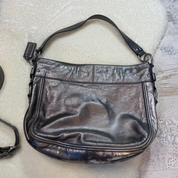 Coach Metallic Silver Crossbody Purse - Picture 8 of 15